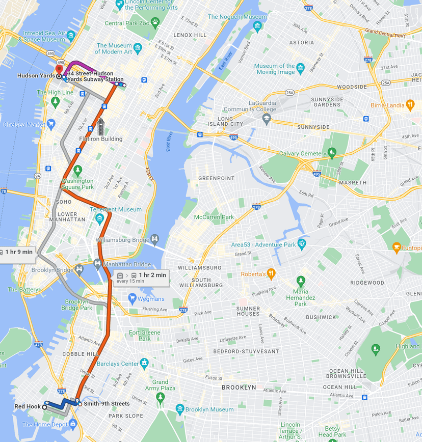 Redhook to Hudson Yards